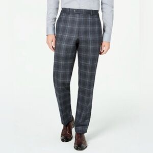 Lauren Ralph Lauren Charcoal Plaid Classic-Fit Ultra Flex Wool Blend Dress Pant